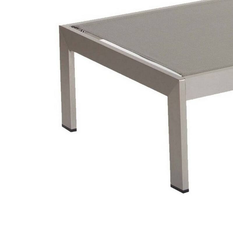 Metal Frame Adjustable Lounger with Side Table, Set of 4, Gray