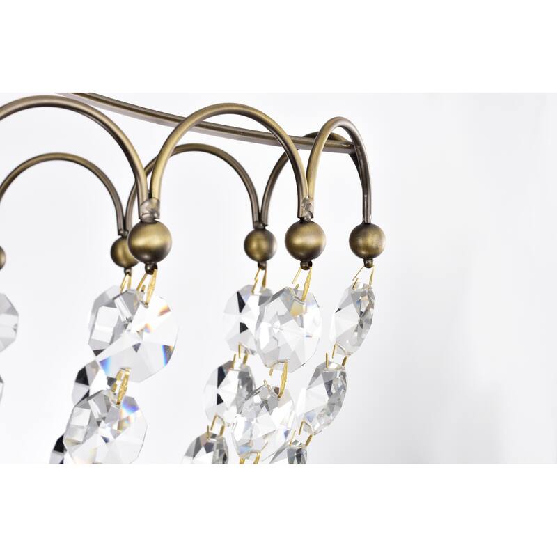 Vintage Brass 6-Light Glam Kitchen Island Lighting with Crystal - Vintage Brass