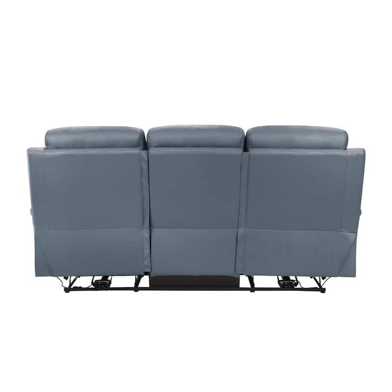 Hanna Power Double Reclining Sofa, Blue Grain Leather, USB, 87 Inch