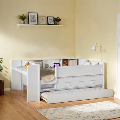 Multi-Functional Twin Daybed w/Drawers and Trundle,Headboard Storage