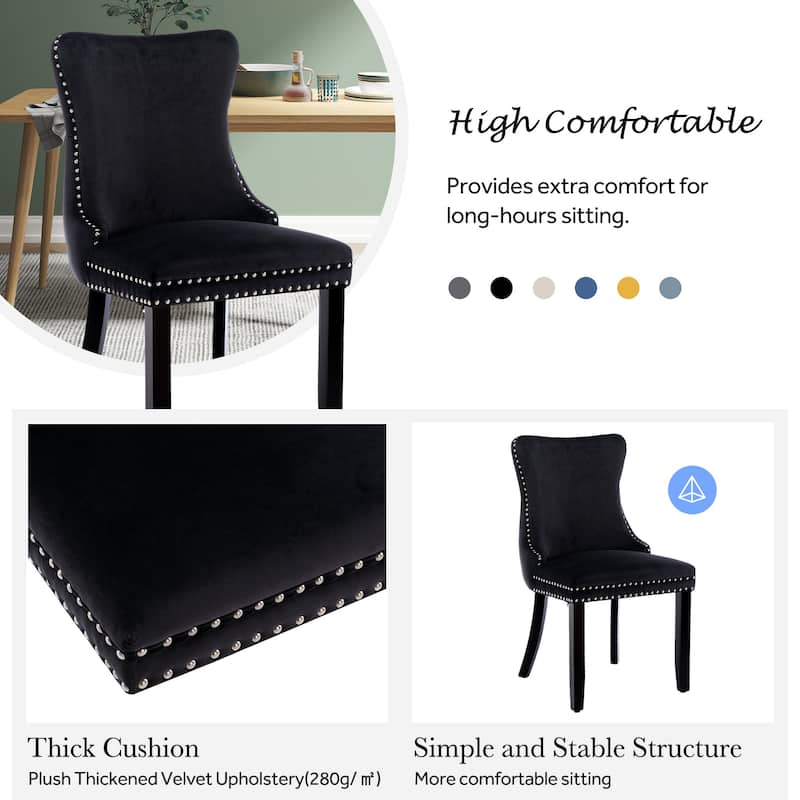 KATA Velvet Upholstered Wingback Dining Chairs Set of 4