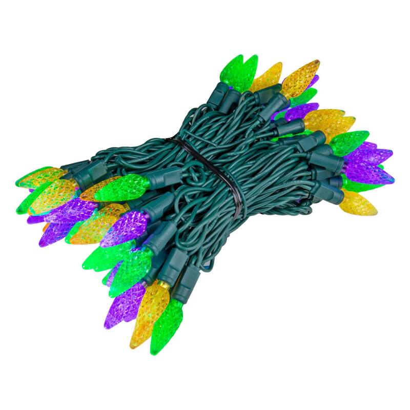 70 Light C6 LED Christmas Mini Light Set, Green Wire, 24 Feet