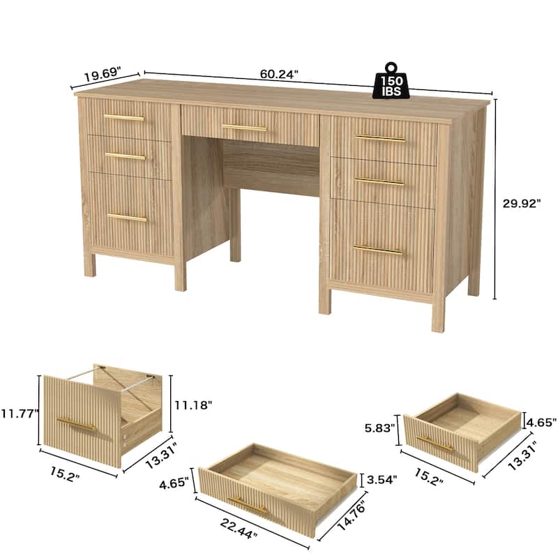 54W Executive Desk Home Office Desk with File Drawer