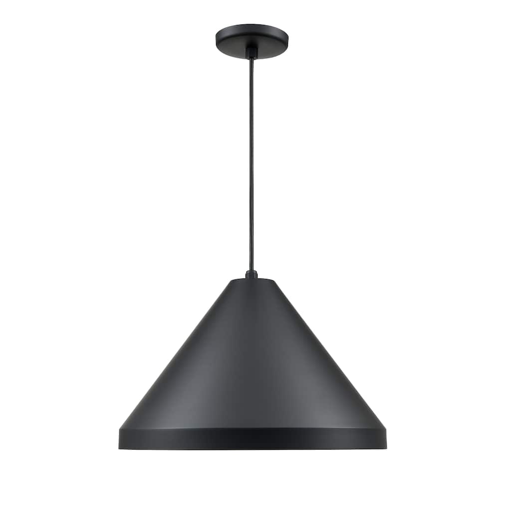R Series 1-Light Cord Hung Cone Satin Black - Satin Black