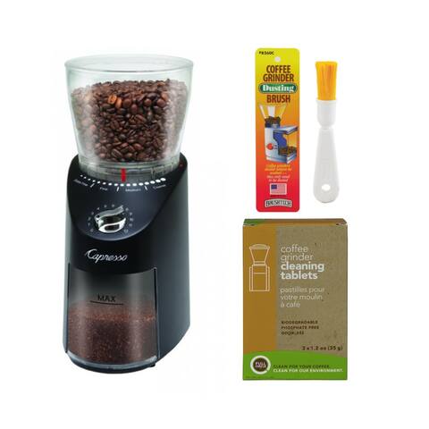Capresso Infinity Plus Conical Burr Grinder Black Bundle