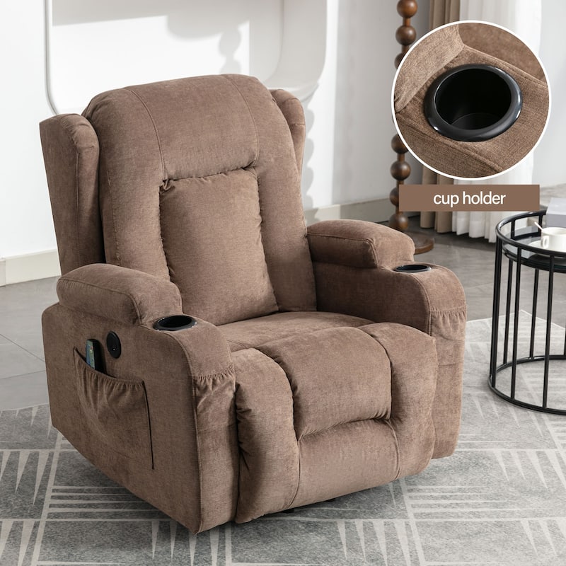 Recliner Chair for Living Room with Side Pocket - Brown