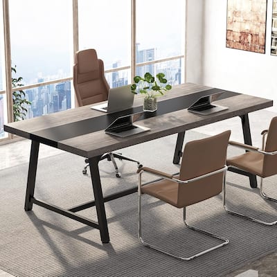 70.87"Modern Rectangular Conference Table, Office Executive Desk with Durable Metal Frame, Large Work Surface