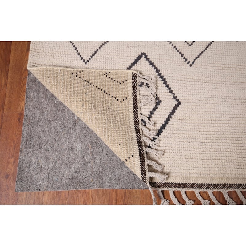 Geometric Moroccan Oriental Large Area Rug Hand-Knotted Wool Carpet - 9'9"x 14'5"