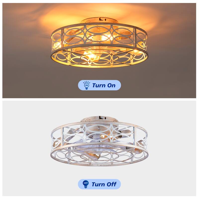 Sofucor 18 Inch /20 Inch Ceiling Fans with Remote Control,6 Speed Reversible Flush Mount Low Profile Rustic Ceiling Fan - 20 Inches - Gold-Plated White base(Bulbs not included)