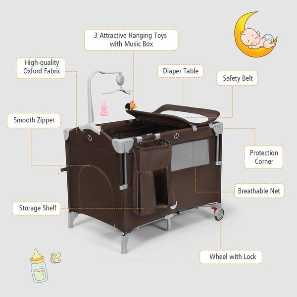 Gymax 5 in shop 1 portable bassinet