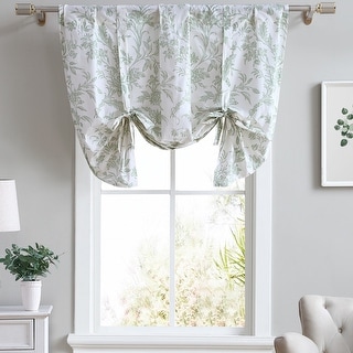 Laura Ashley Natalie Cotton Tie Up Green Window Valance - 50 x 25