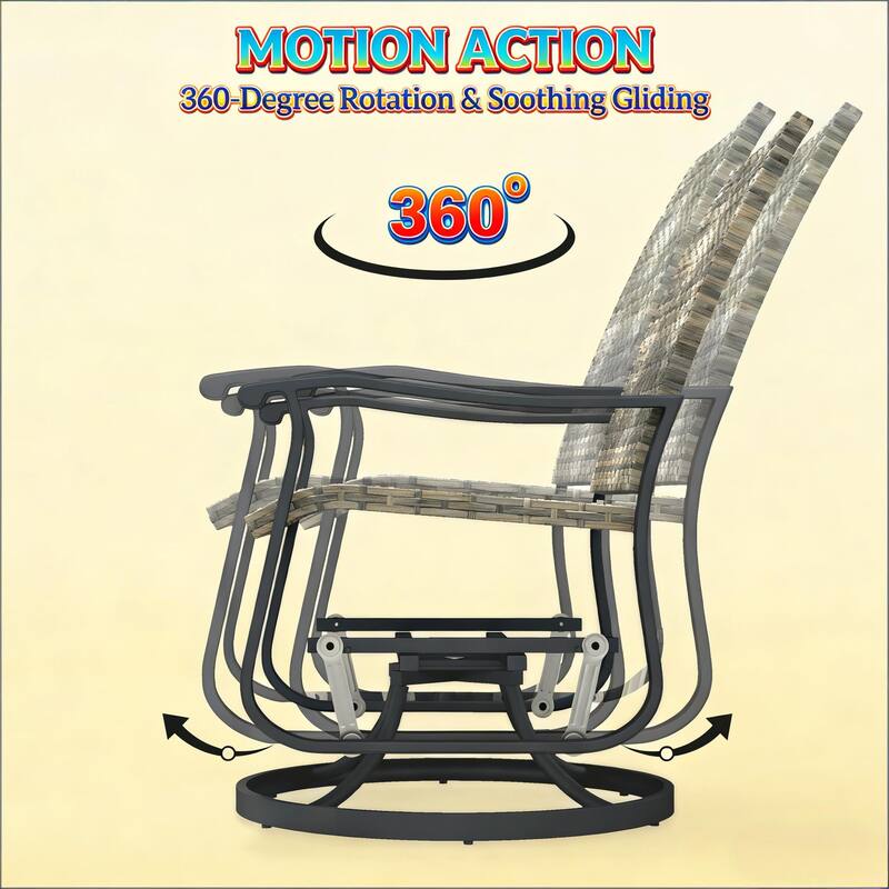 GDFStudio - Sebastian Outdoor Wicker Swivel Glider Chair Set of 2