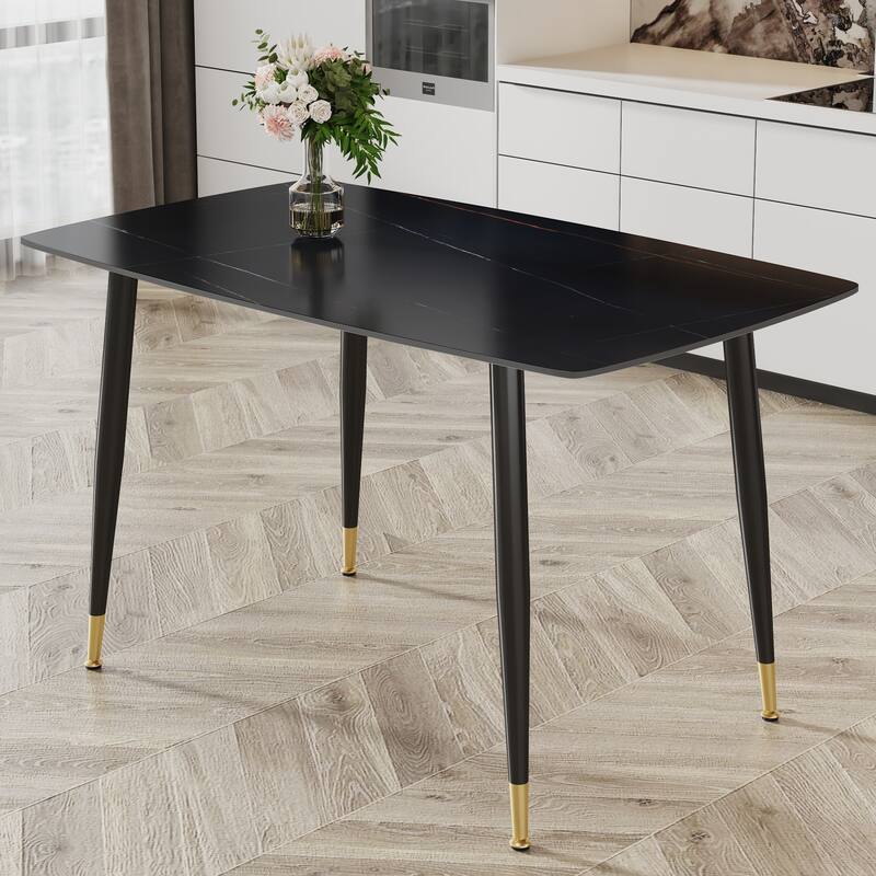 Modern Living Room Exquisite Simple Dining Table Imitation Marble Sintered Stone Countertop Kitchen Dining Table