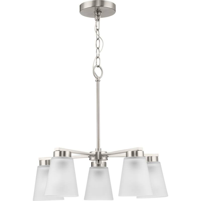 Tanner Collection Five-Light Brushed Nickel Transitional Chandelier - 20.5 in x 20.5 in x 21.5 in