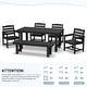preview thumbnail 4 of 94, 6-Piece HDPE Outdoor Dining Table Sets with Umbrella Hole - 1-Table 4-Chairs-1-Bench