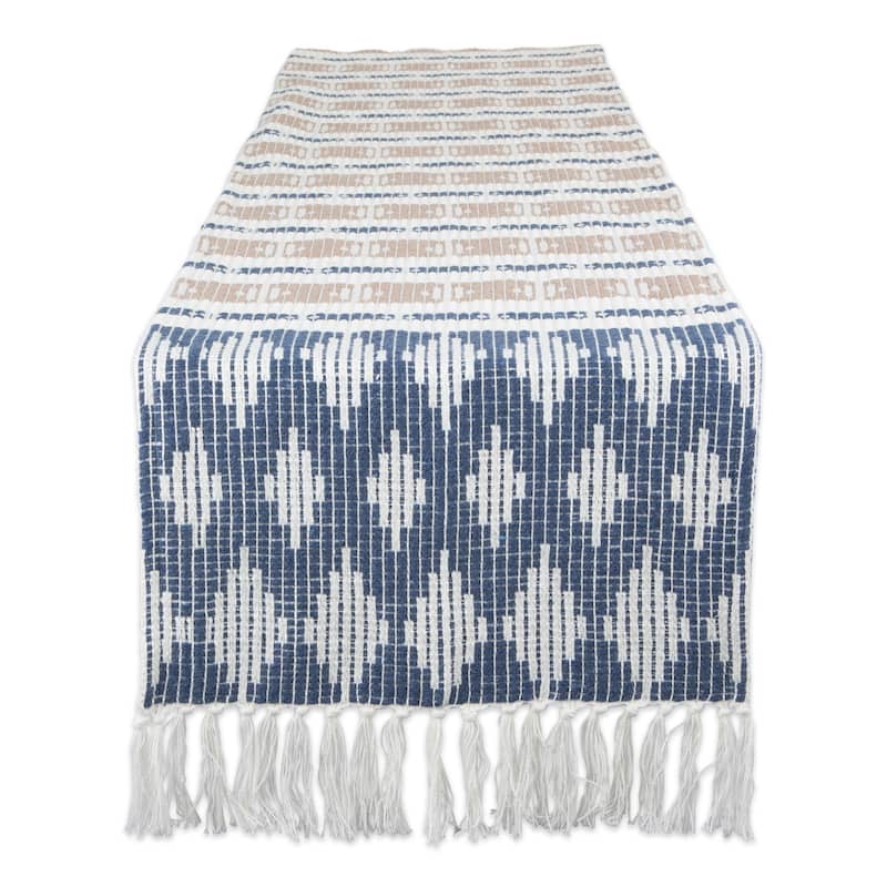 DII Colby Southwest Table Runner - Table Runner, 15x108" - French Blue/Stone