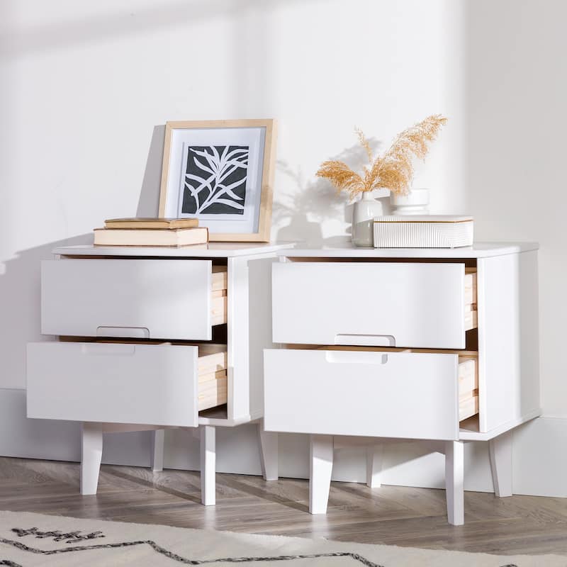 Middlebrook Mid-Century Solid Wood 2-Drawer Nightstand, Set of 2