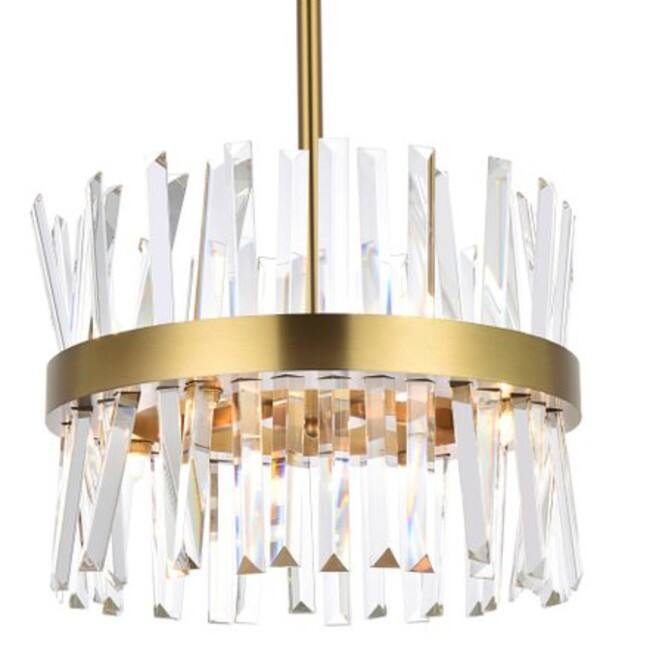 Elegant Lighting 6200D16 Serephina 8 Light 16" Wide Crystal Pendant - Satin Gold