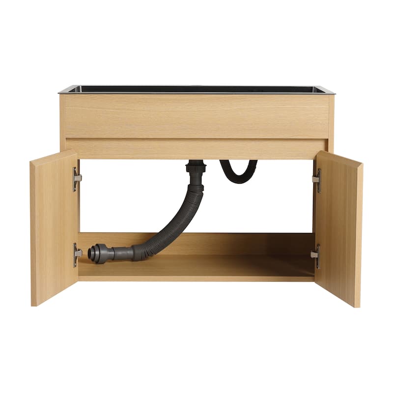  ﻿Malwee 28" Floating Bathroom Vanity, Wall Mounted Bathroom Vanity with Stainless Steel Sink and Flexible Drain Pipe