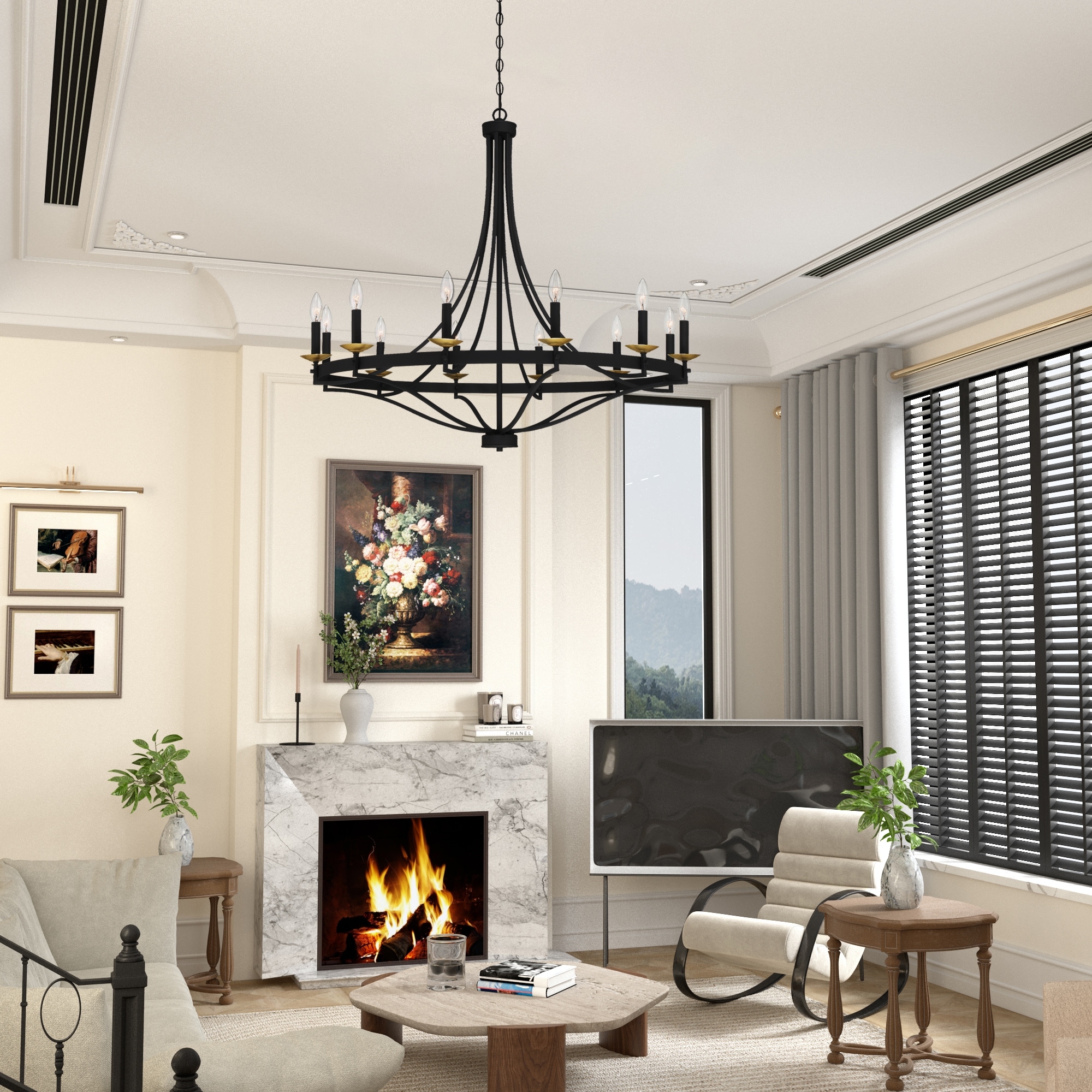 Fidenza 12-light Modern Farmhouse Empire Wagon Wheel-image