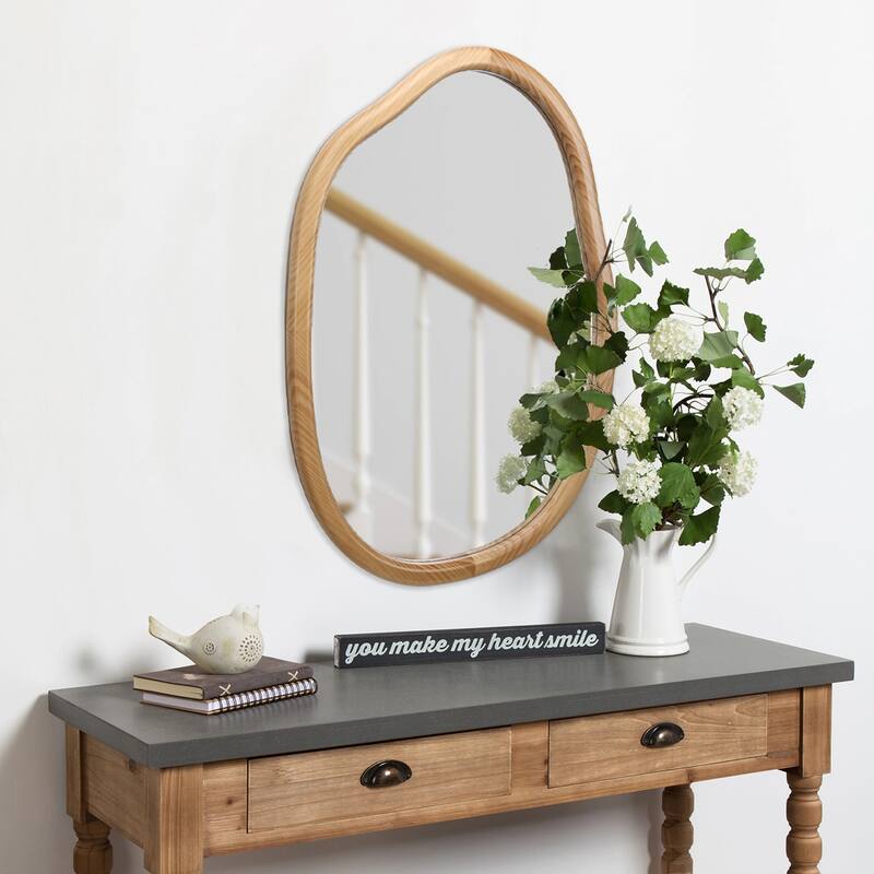 Irregular Wavy Wall Mirror - Asymmetrical Abstract Decor for Living Room, Bathroom - Antique Natural