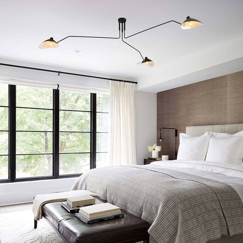 Mid Century Chandelier Modern 3 Arm Ceiling Light Fixture, Small Size - 70.47x17.72x17.72in