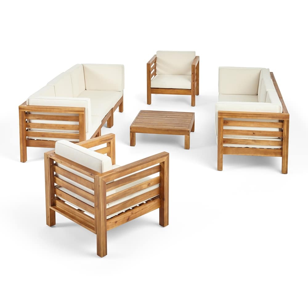 Oana Outdoor 8-seat Acacia Sofa and Club Chair Set by Christopher Knight Home