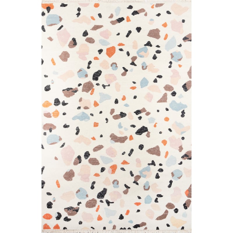 Momeni Jem Hand Woven Wool and Lurex Abstract Area Rug - 7'9" X 9'9" - Ivory