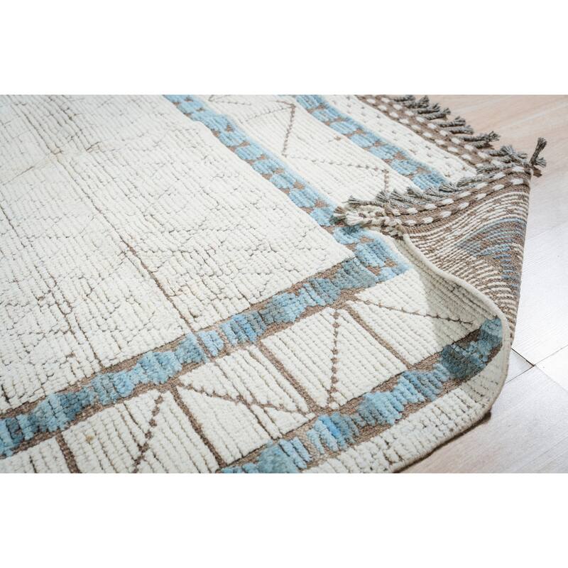 Home Decor Ivory Hand-Knotted Wool Contemporary Marrakech Handspun Area Rug. Elegant and Timeless Rug for Living Room, Bedroom