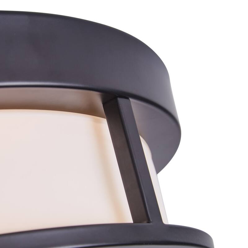 Farmhouse 2-Light Drum Shape Flush Mount Metal Frame Lighting Fixture