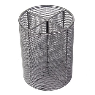 YBM Home Silver Mesh Quartet Cup Utensil Organizer Caddy