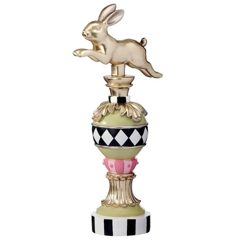 17" Resin Garden Bunny Topiary