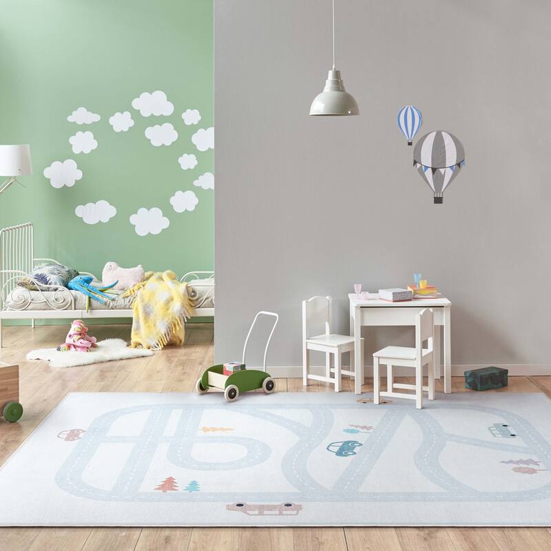 Well Woven Kids Rugs Playful Roads Modern Machine Washable Area Rug