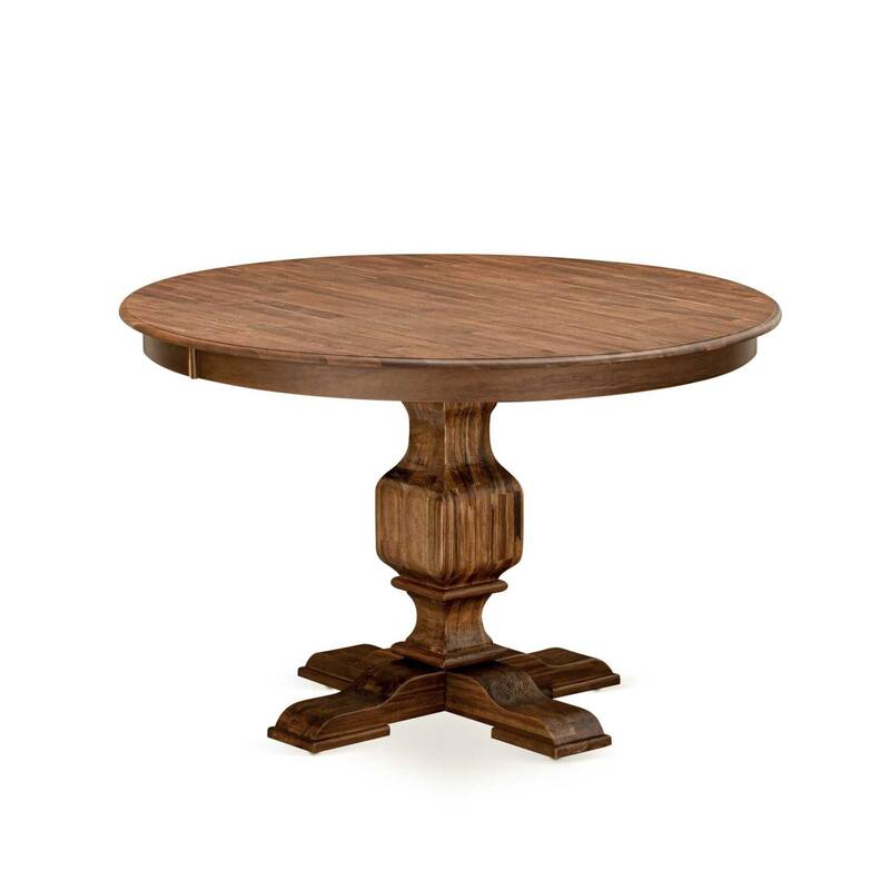 HomeStock 5-Piece Natural Oak Finish Solid Wood Top Dining Table with 4 Parson Chair