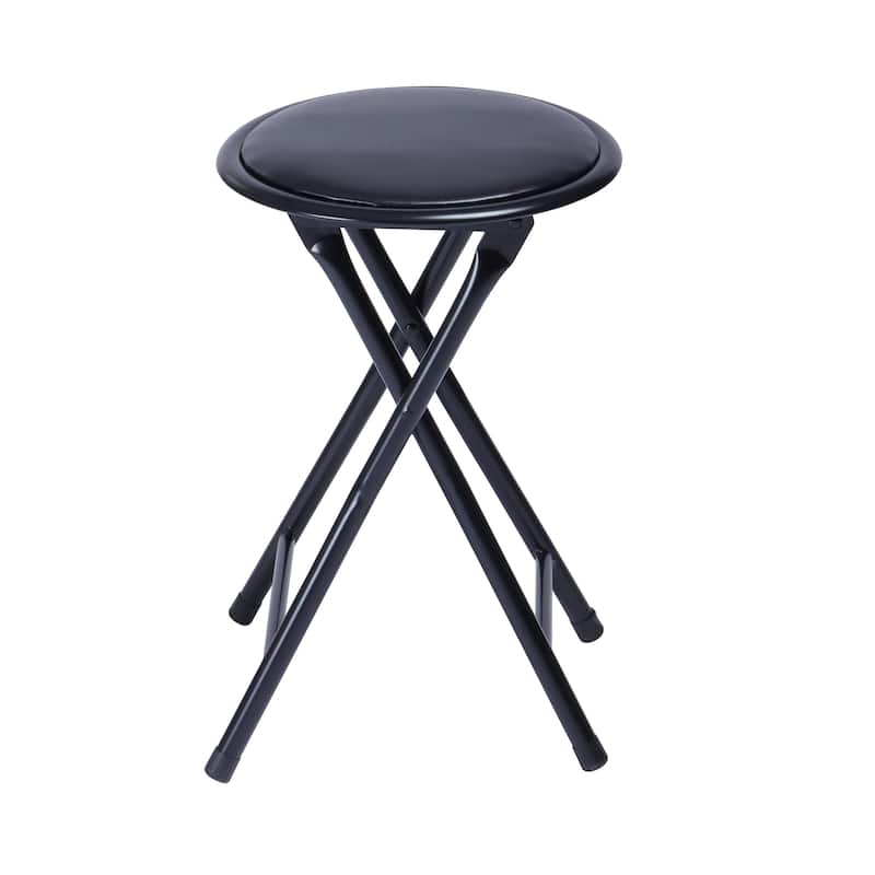 Homy Casa Outdoor Folding Barstool, Black PVC Seat, Picnic， Patio Stool