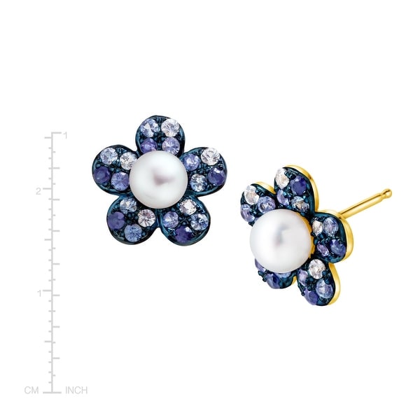 14k 4-5mm Purple Round Freshwater Cultured Pearl Stud Post Earrings in 14k Yellow Gold