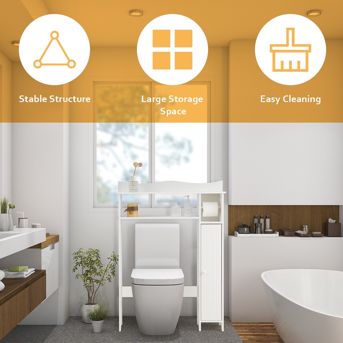 Shop Costway Wood Over The Toilet Storage Cabinet Bathroom Space Saver Overstock 31045040