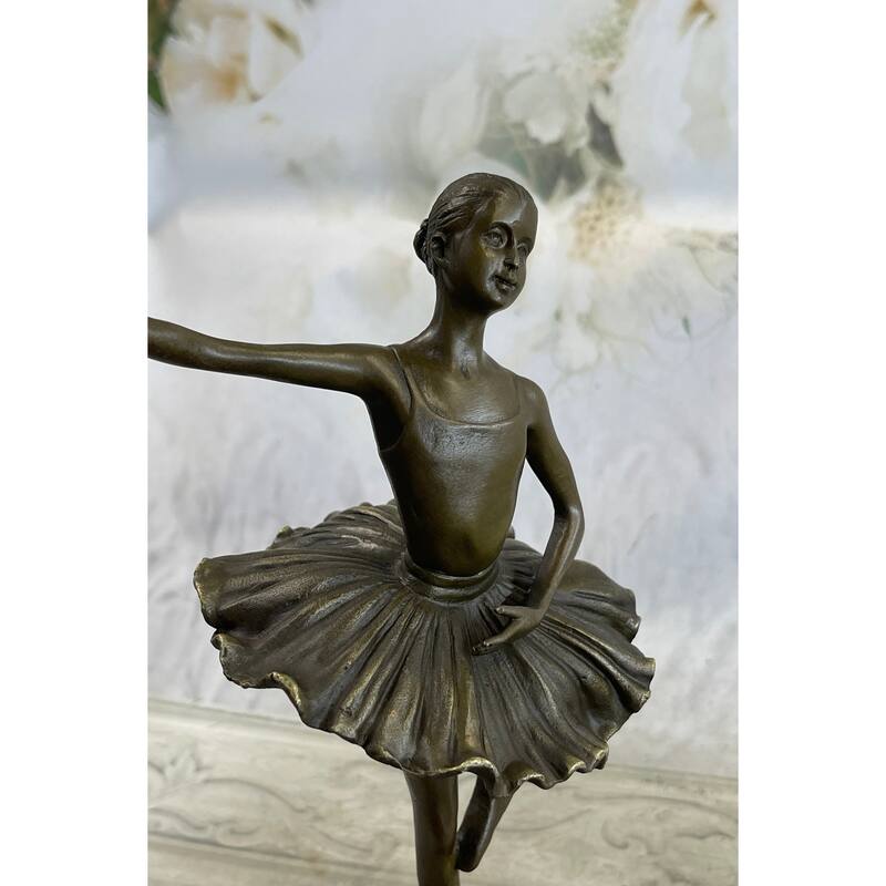 11 Inches Tall Bronze Dancer Ballerina Bronze Statue Handmade Marble Base Vintage Art
