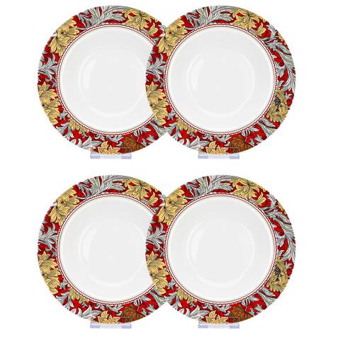 STP Goods Morris Garden Bone China Soup Deep Plate Set of 4 - 8.5"