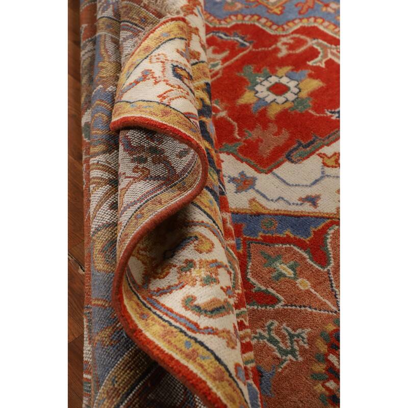 Geometric Heriz Serapi Oriental Area Rug Handmade Wool Carpet - 8'9" X 11'7"