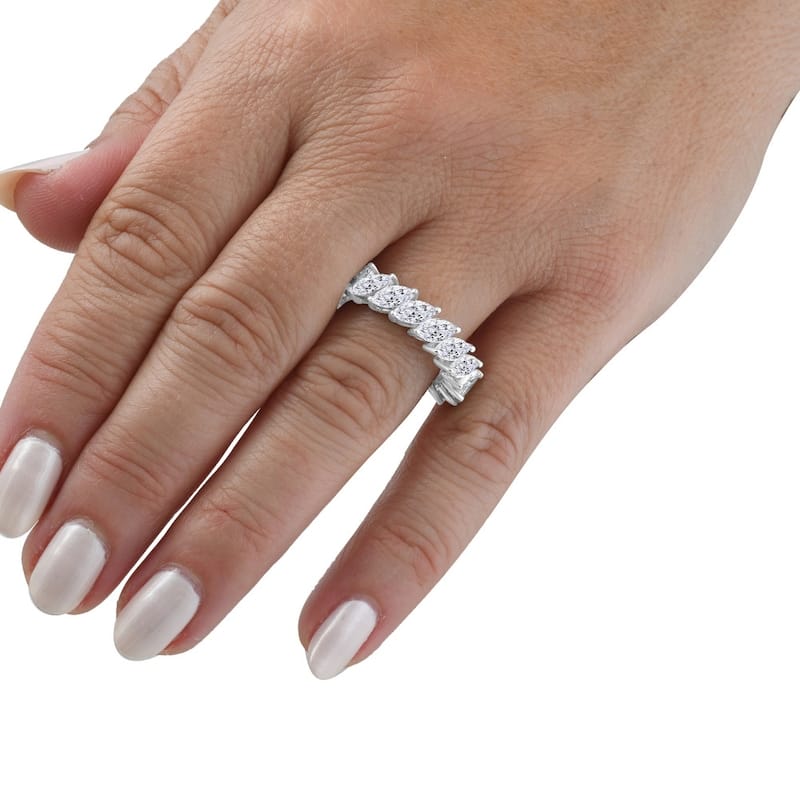 4 Ct Marquise Cut Designer Diamond Eternity Wedding Ring Gold Lab Grown