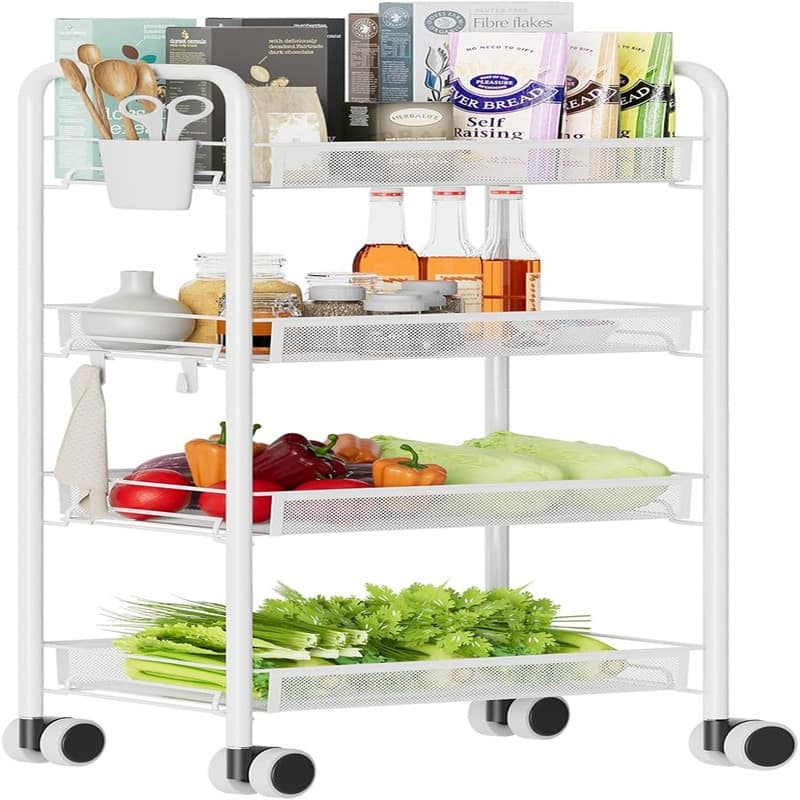 Bar Cart 3 Tiers Removable Storage Tray with Wine Rack - 10.24"D x 17.72"W x 33.46"H