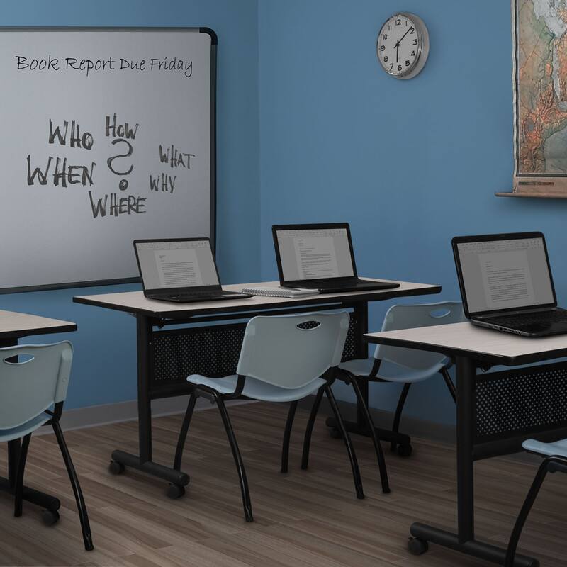 72" Flip Top Mobile Training Table with Modesty- Maple