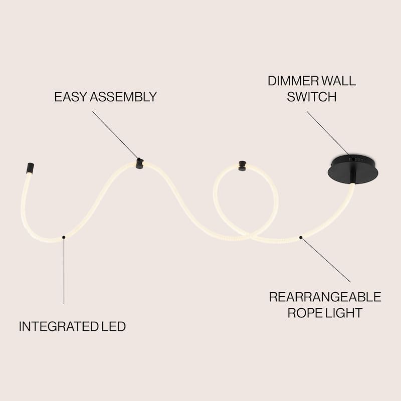 Adjustable Silicone Neon Rope LED Flush Mount, Dimmable, By JONATHAN Y