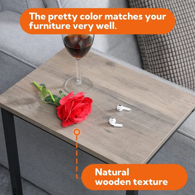 C Tables End Table, TV Trays Set of 2, Couch Table for Small Space, Bedside Tables for Living Room, Bedroom, Office