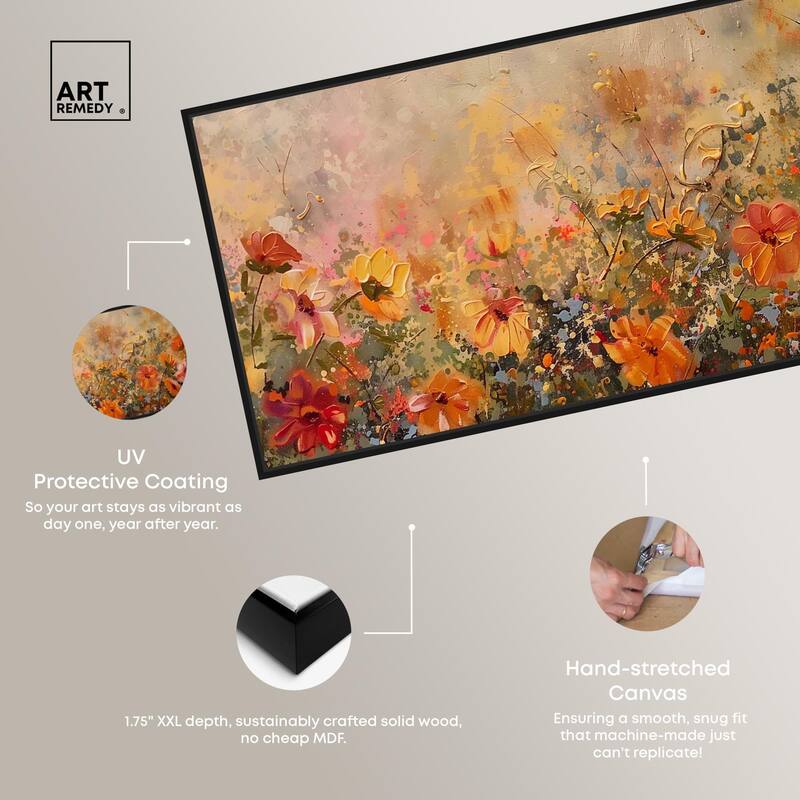 Fall Cosmo Flowers Panoramic Canvas by Art Remedy
