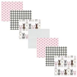 Hudson Baby Infant Girl Cotton Flannel Receiving Blankets Bundle, Farm Friends Pink, One Size - Farm Friends Pink - One Size