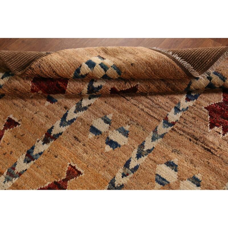 Geometric Tribal Moroccan Rug Hand-Knotted Multi-Color Wool Carpet - 6'9" x 9'7"