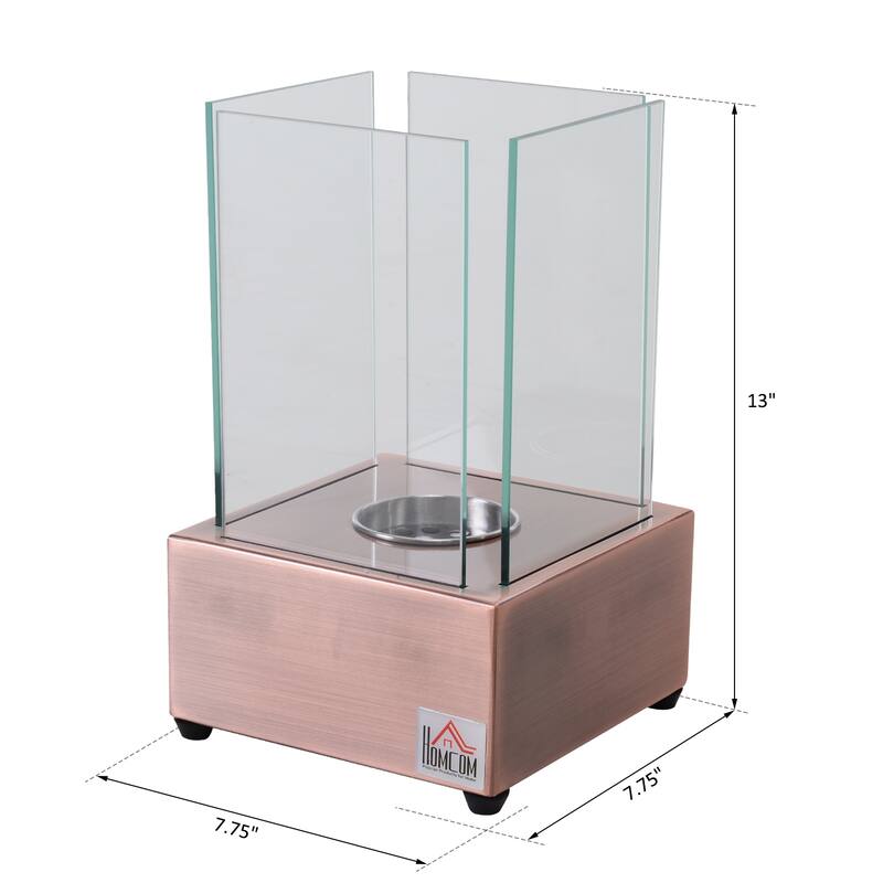 HOMCOM Freestanding Tabletop Ventless Bio Ethanol Fireplace Glass