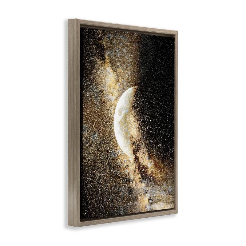 Stupell Starry Nebula Crescent Moon Framed Floater Canvas Wall Art Design By Gemma Bardot